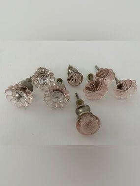 Anthropologie Blush Glass Drawer Knobs - Set of Eight